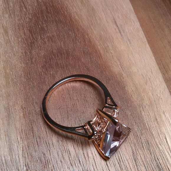 Rose De France Amethyst Moissanite Rose Gold over Sterling Silver Ring (Size 10) - Picture 9 of 12